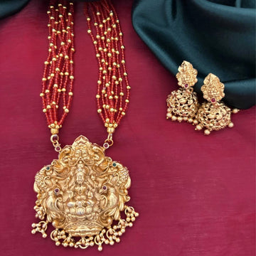 Lakshmi Temple Gold Plated Beaded Necklace Set