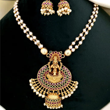 Lakshmi Temple Gold Plated Pendant Necklace Set