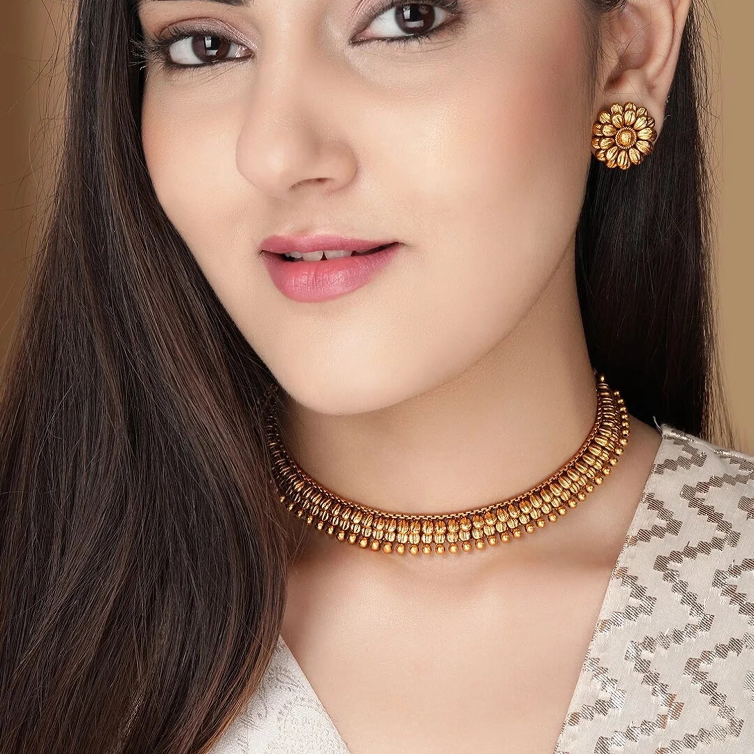 Traditional South Indian Gold Plated Choker Set