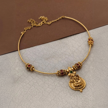 Lakshmi Temple Gold Plated Hasli Chain Necklace